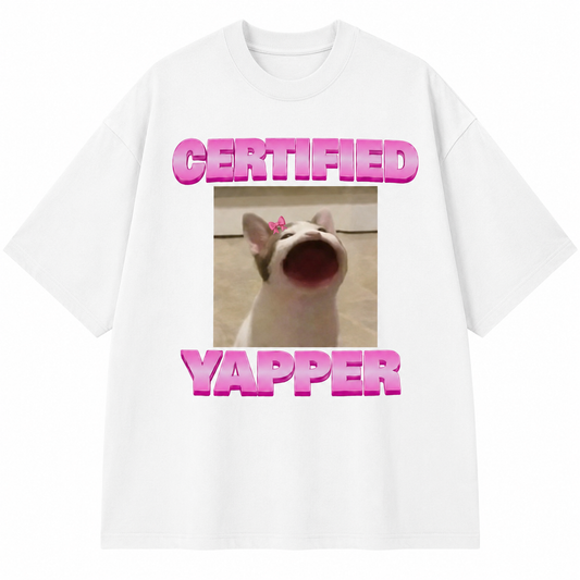 Certified Yapper Oversized Tee - White