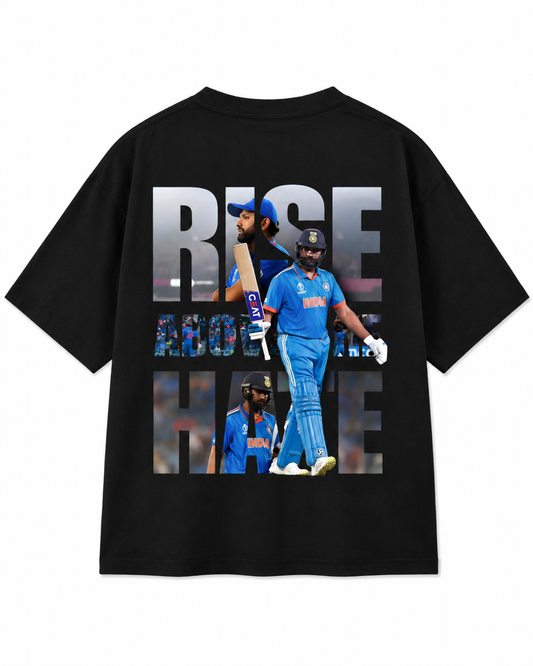 Rise Above Hate - Rohit Sharma Oversized Tee - Black