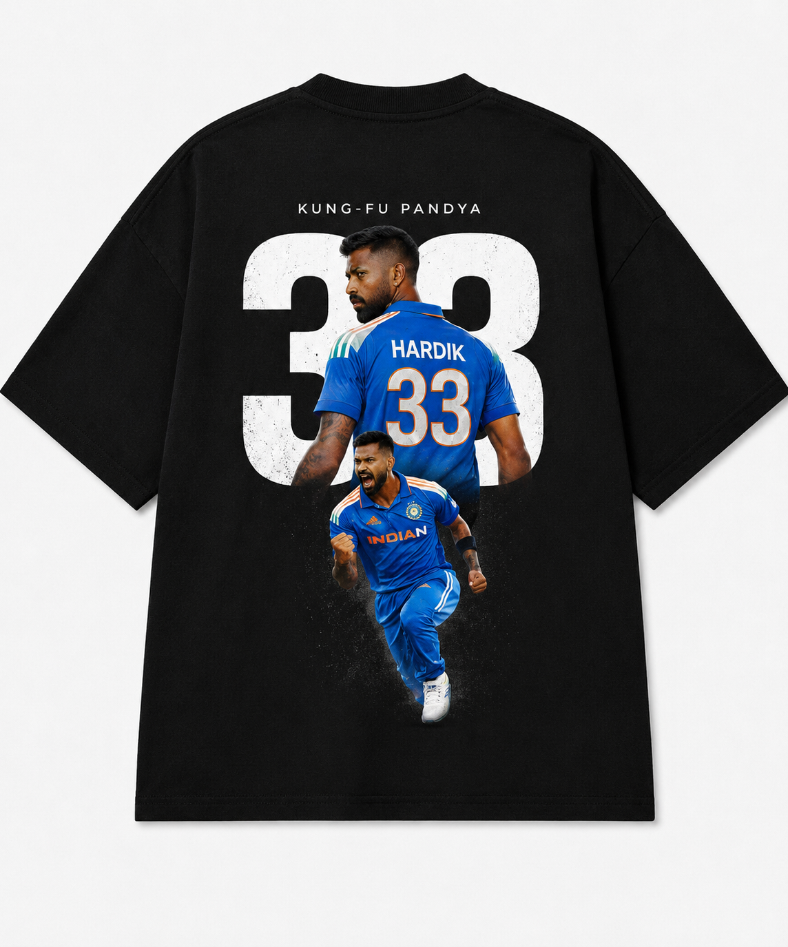 Kung Fu Pandya - Hardik Pandya Oversized Tee - Black