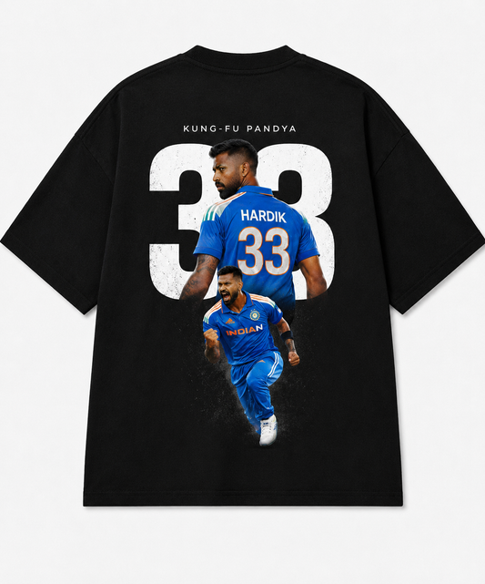 Kung Fu Pandya - Hardik Pandya Oversized Tee - Black