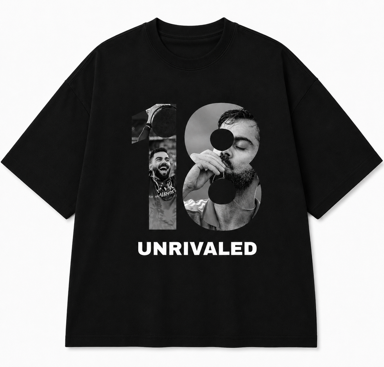 18 Unrivaled - Virat Kohli Oversized Tee - Black